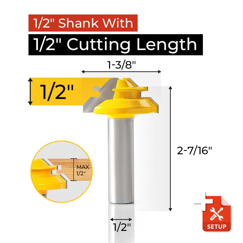 PROMASTERTOOL™ 45° Lock Miter Router Bit - 1/2" Shank