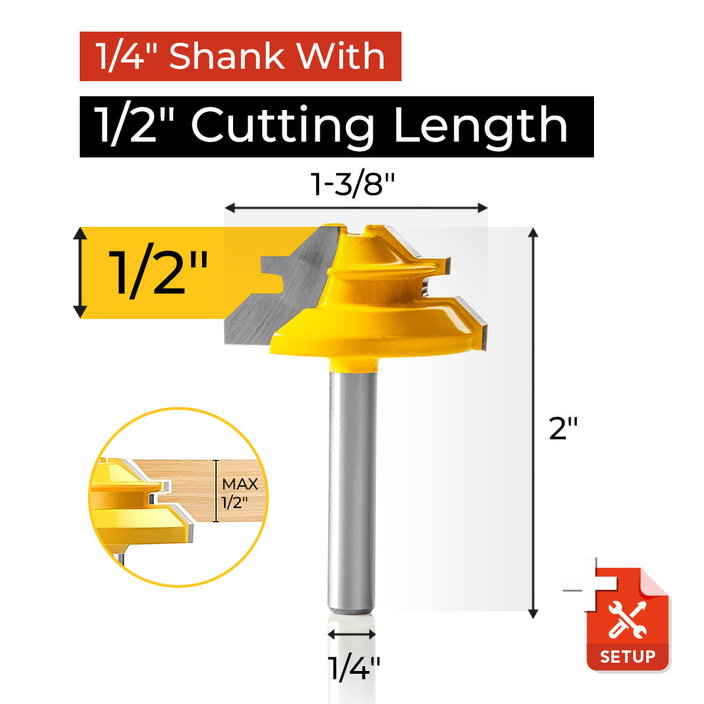 PROMASTERTOOL™ 45° Lock Miter Router Bit - 1/4" Shank
