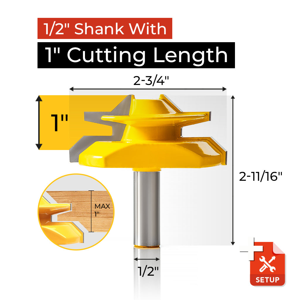 PROMASTERTOOL™ 45° Lock Miter Router Bit - 1/2" Shank