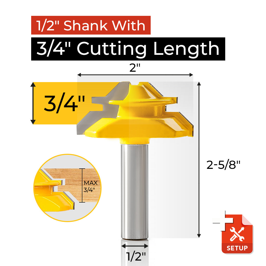 PROMASTERTOOL™ 45° Lock Miter Router Bit - 1/2" Shank