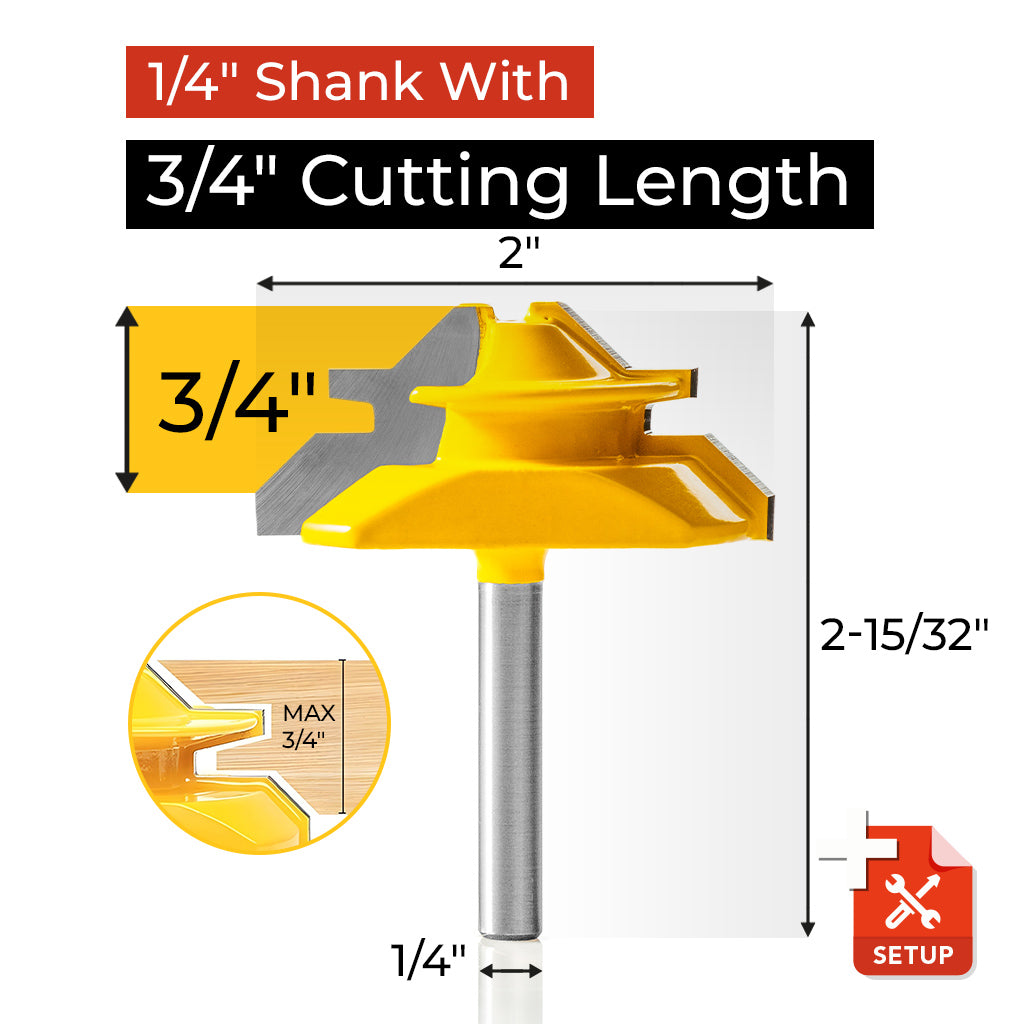 PROMASTERTOOL™ 45° Lock Miter Router Bit - 1/4" Shank