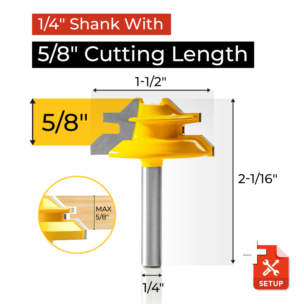 PROMASTERTOOL™ 45° Lock Miter Router Bit - 1/4" Shank