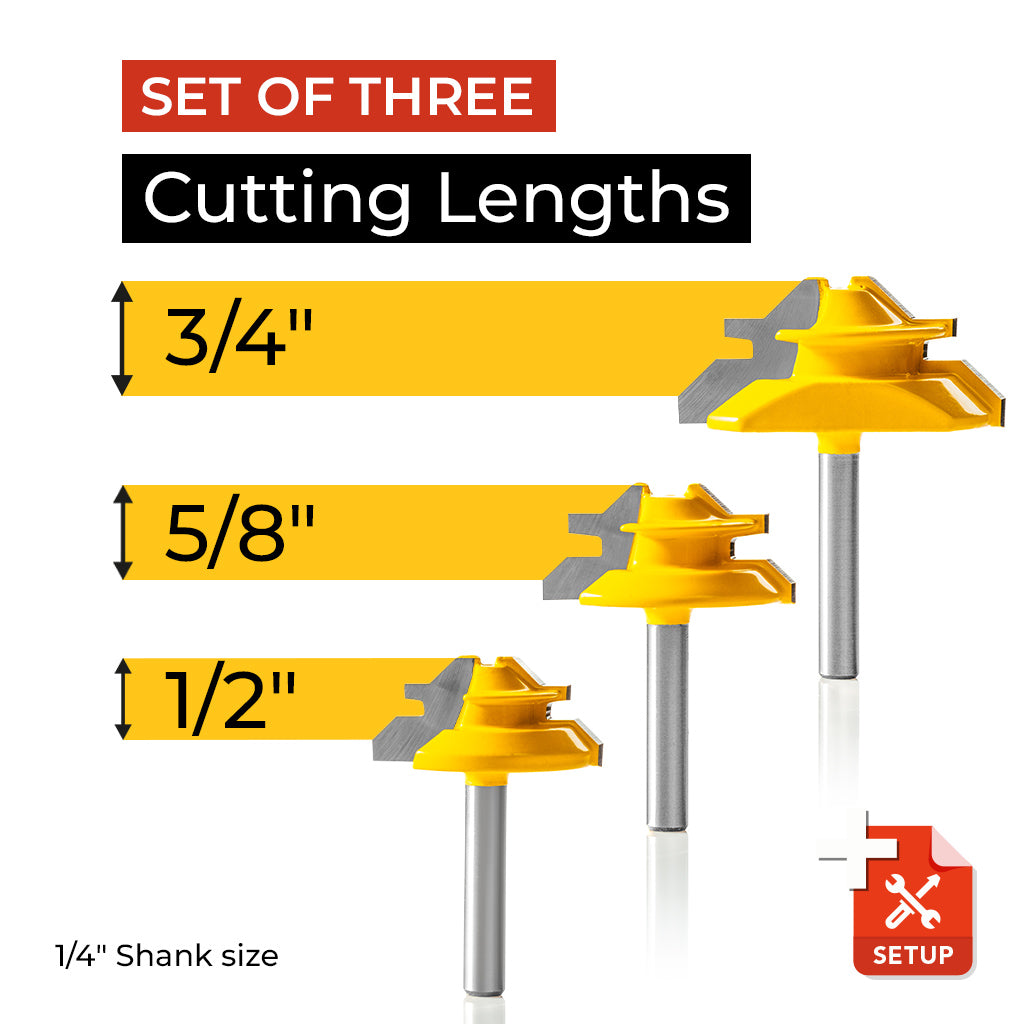PROMASTERTOOL™ 45° Lock Miter Router Bit - 1/4" Shank