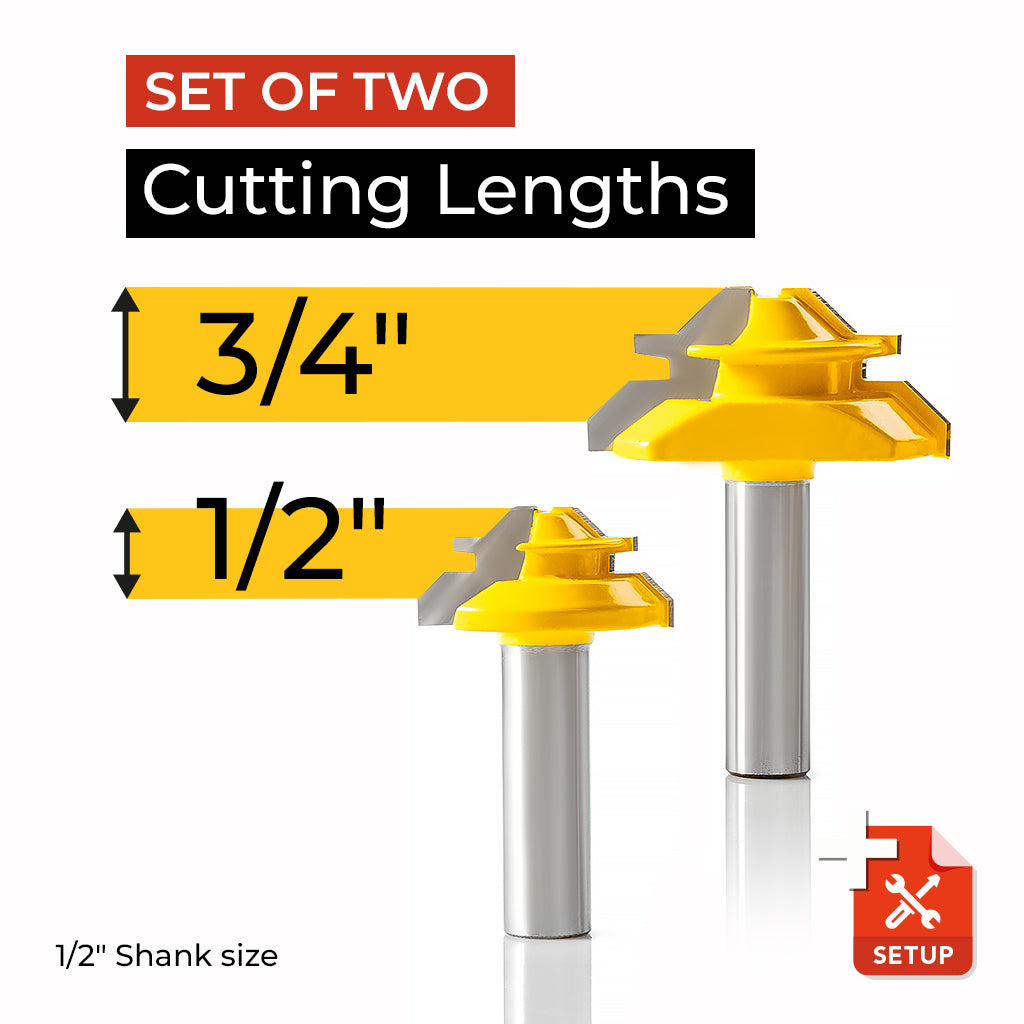 PROMASTERTOOL™ 45° Lock Miter Router Bit - 1/2" Shank
