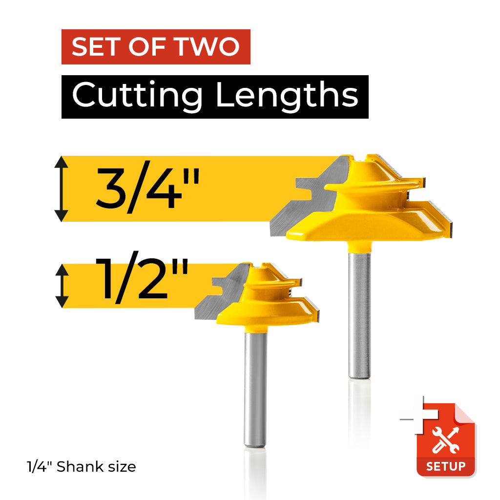 PROMASTERTOOL™ 45° Lock Miter Router Bit - 1/4" Shank