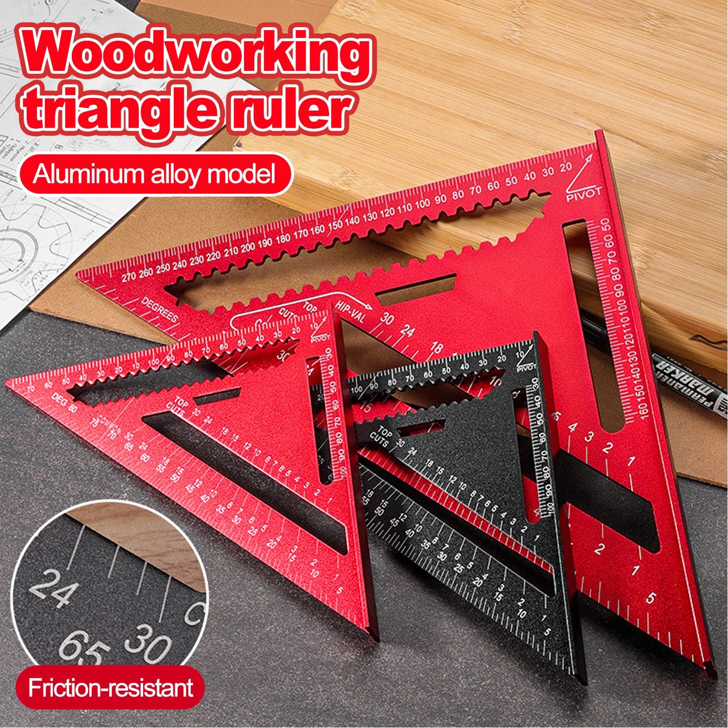 Precision Triangle PROMASTERTOOL™ Precision Triangle Ruler – Aluminum Alloy Angle & Layou