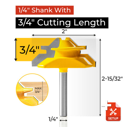 PROMASTERTOOL™ 45° Lock Miter Router Bit - 1/4" Shank