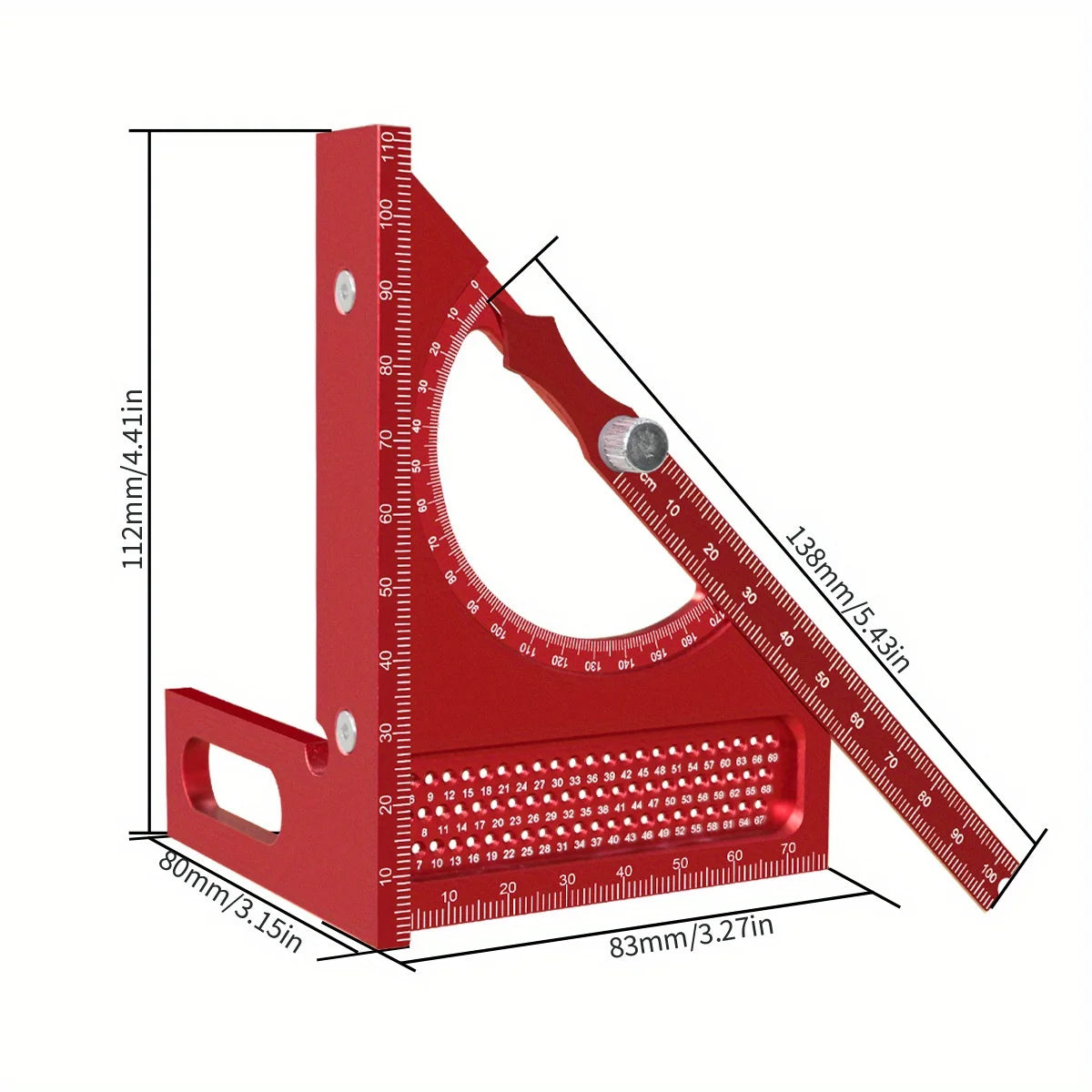 PROMASTERTOOL™ 180° Adjustable Carpenter’s Square – Aluminum Angle & Layout Guide