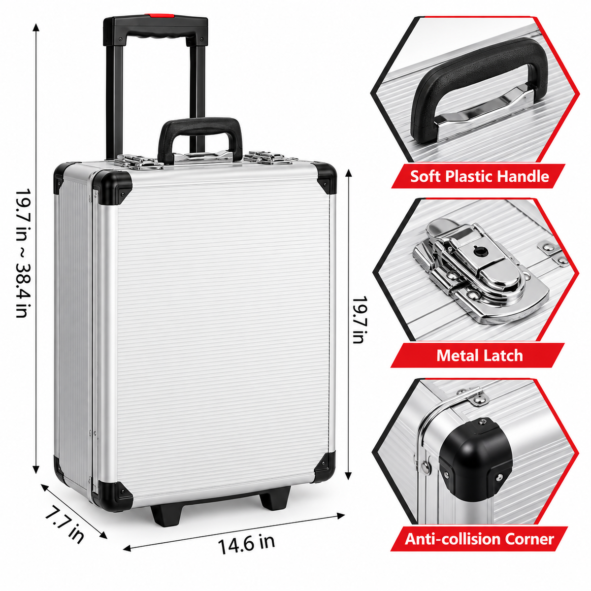 PROMASTERTOOL 899-piece tool kit aluminum rolling case features and dimensions