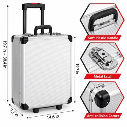 PROMASTERTOOL 899-piece tool kit aluminum rolling case features and dimensions