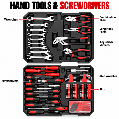 PROMASTERTOOL 899-piece kit hand tools, wrenches, pliers and screwdrivers