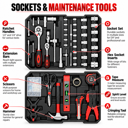 PROMASTERTOOL 899-piece kit sockets, ratchets and maintenance tools