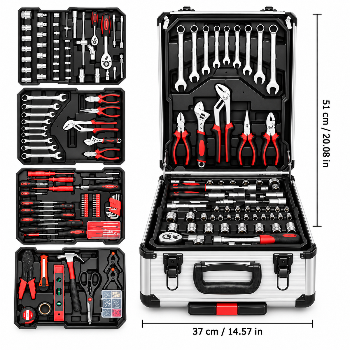 PROMASTERTOOL 899-piece tool kit with open case dimensions