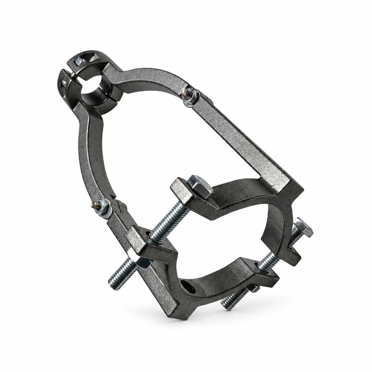 PROMASTERTOOL mortising drill adapter showing the mounting collar, support arms and chisel holder