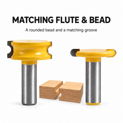 Matching rounded bead and concave flute cut into adjoining wood pieces