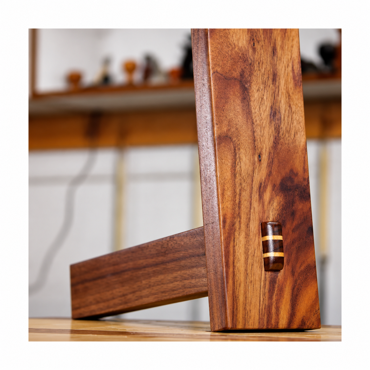 Example of a completed wooden mortise-and-tenon joint; the tenon and finishing require separate operations