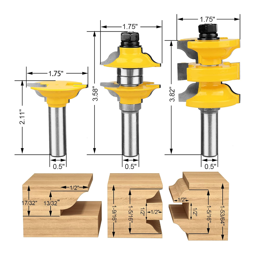 PROMASTERTOOL™ Ogee Matched Interior Door Router Bit Set 1/2" Shank