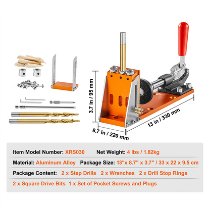 PROMASTERTOOL™ CNC Aluminum Pocket Hole Jig Kit (Adjustable Depth 1/2"–1-1/2")