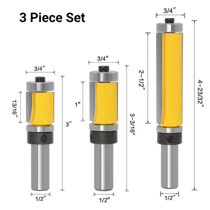 PROMASTERTOOL™ Template & Flush Trim Double Bearing Router Bits - 1/2" Shank